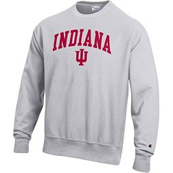 Champion Men's Indiana Hoosiers Grey Reverse Weave Crew Sweatshirt