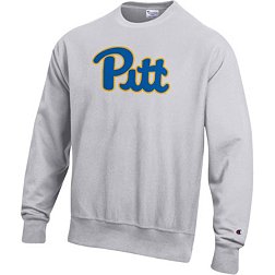 Champion Men's Pitt Panthers Grey Reverse Weave Crew Sweatshirt