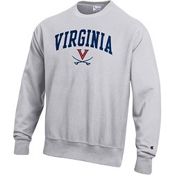Champion Men's Virginia Cavaliers Grey Reverse Weave Crew Sweatshirt