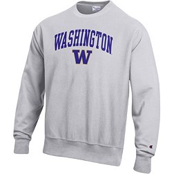 Champion Men's Washington Huskies Grey Reverse Weave Crew Sweatshirt