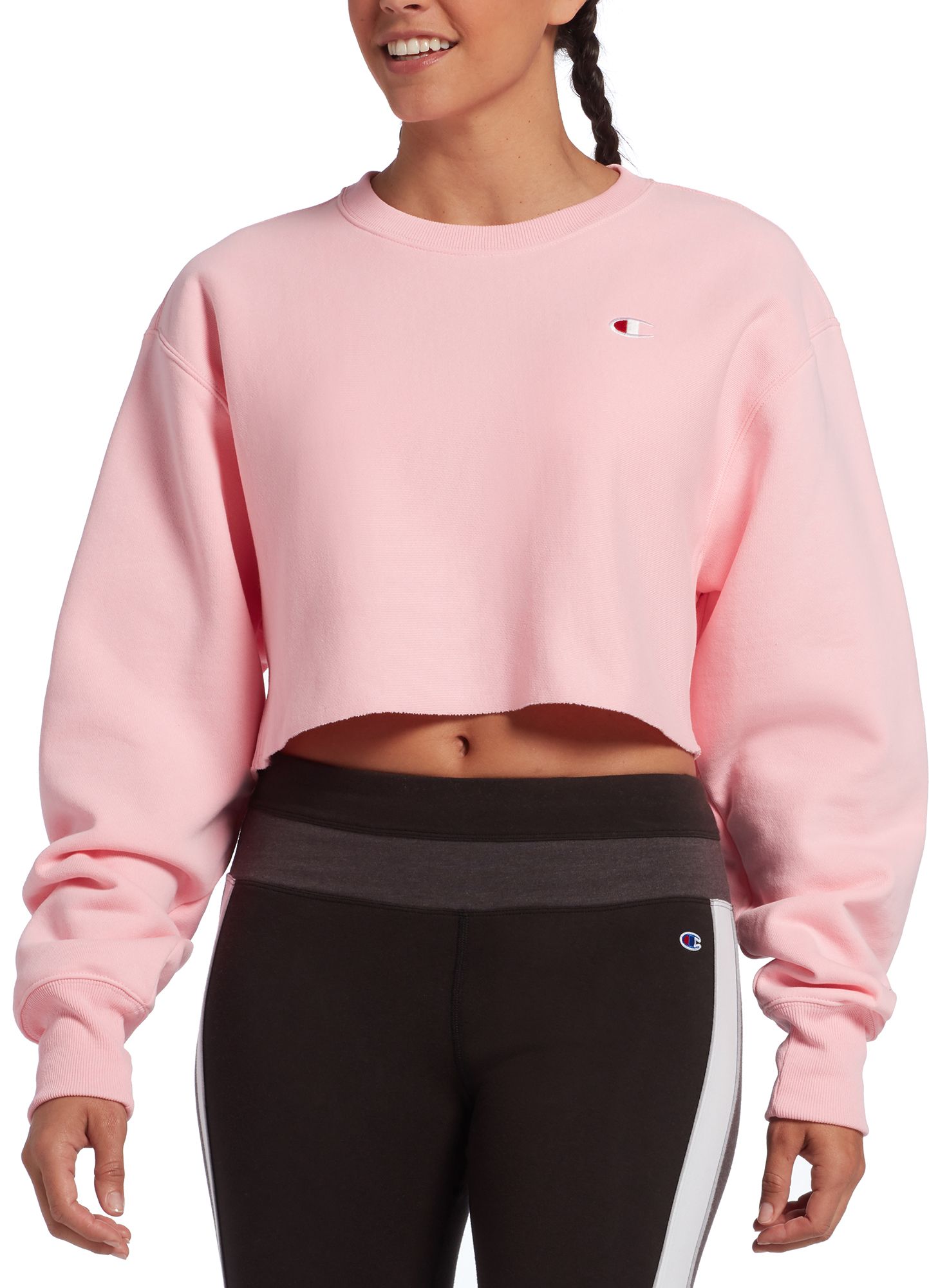 pink champion crewneck womens