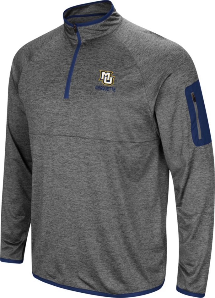 Colosseum Mens Marquette Golden Eagles Grey Indus River Quarter Zip Shirt