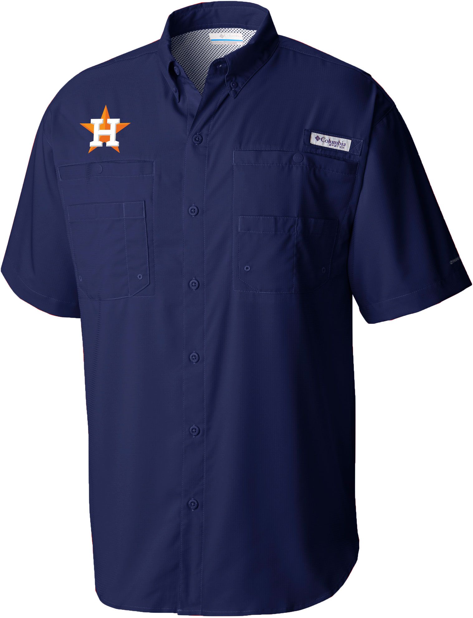 columbia men's houston astros navy tamiami performance short sleeve shirt