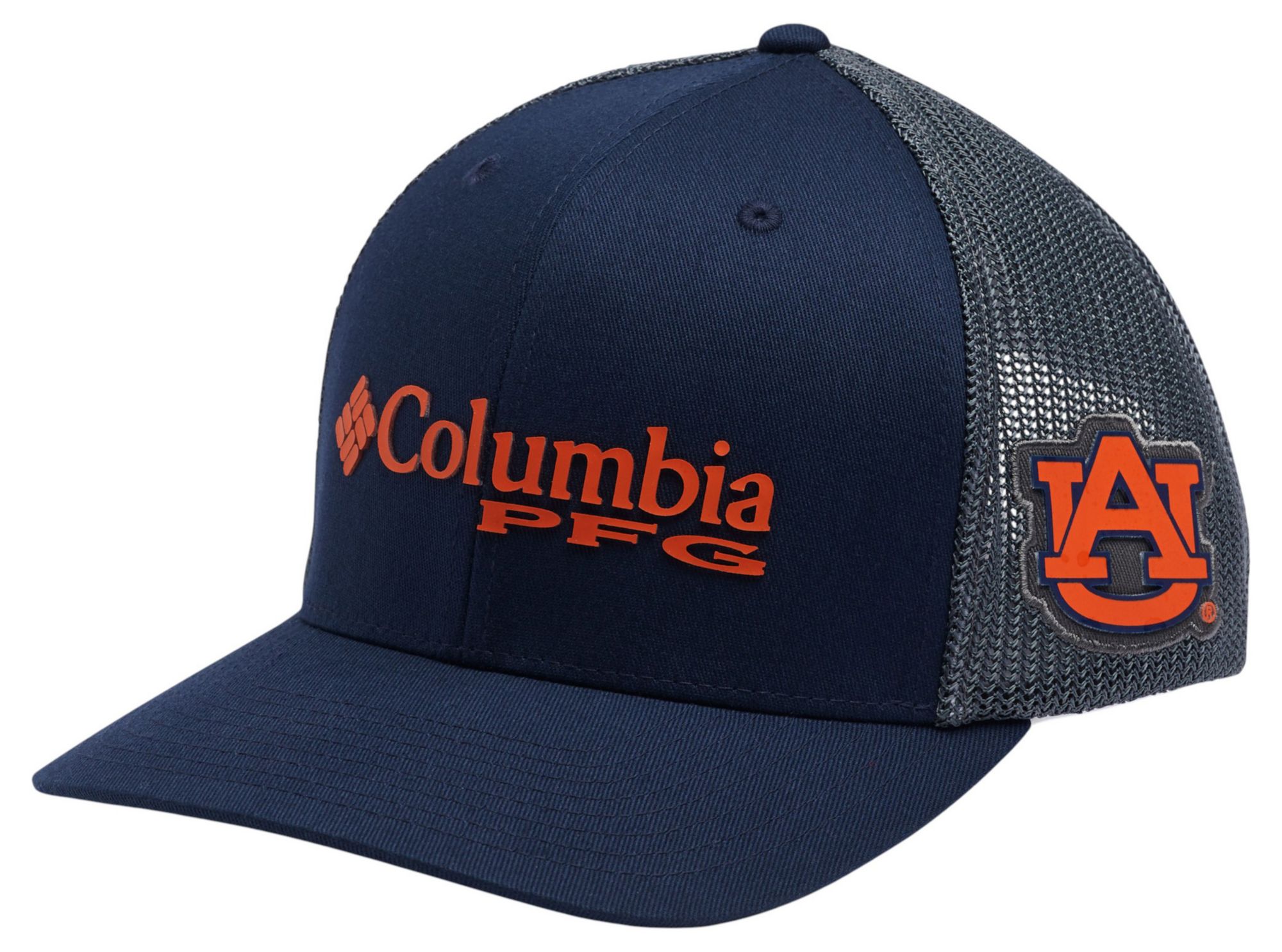 Columbia Adult Auburn Tigers Blue PFG Mesh Fitted Hat