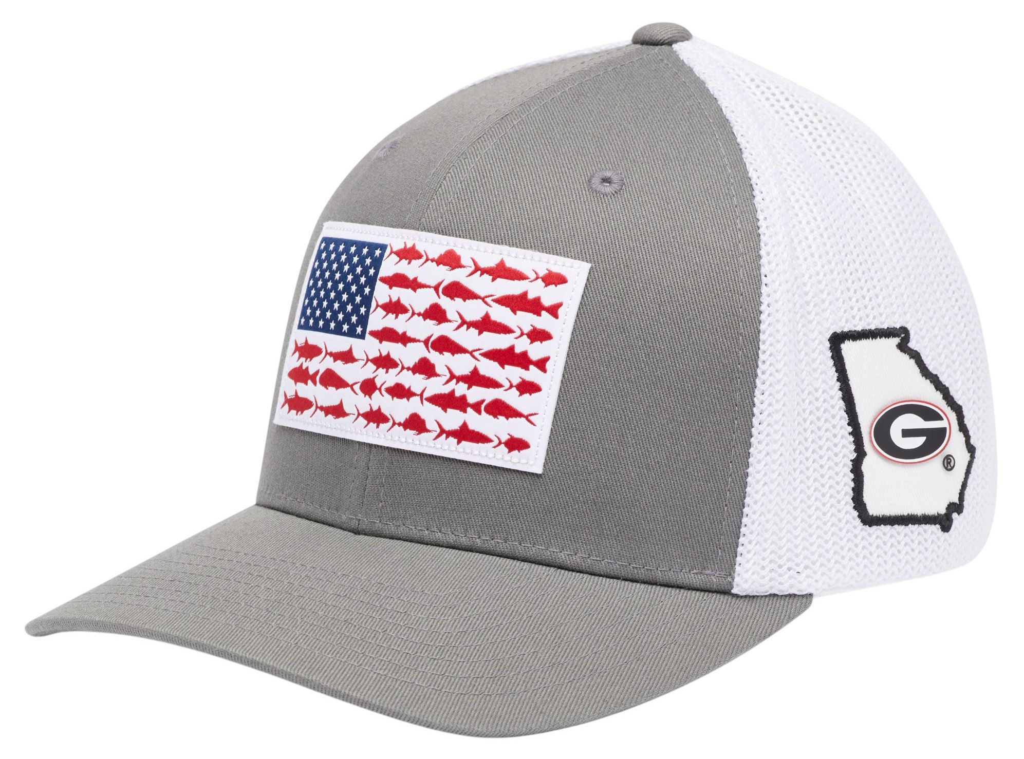 Columbia Adult Clemson Tigers Grey PFG Flag Mesh Fitted Hat