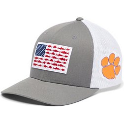 Columbia Men's Clemson Tigers Grey PFG Flag Mesh Fitted Hat