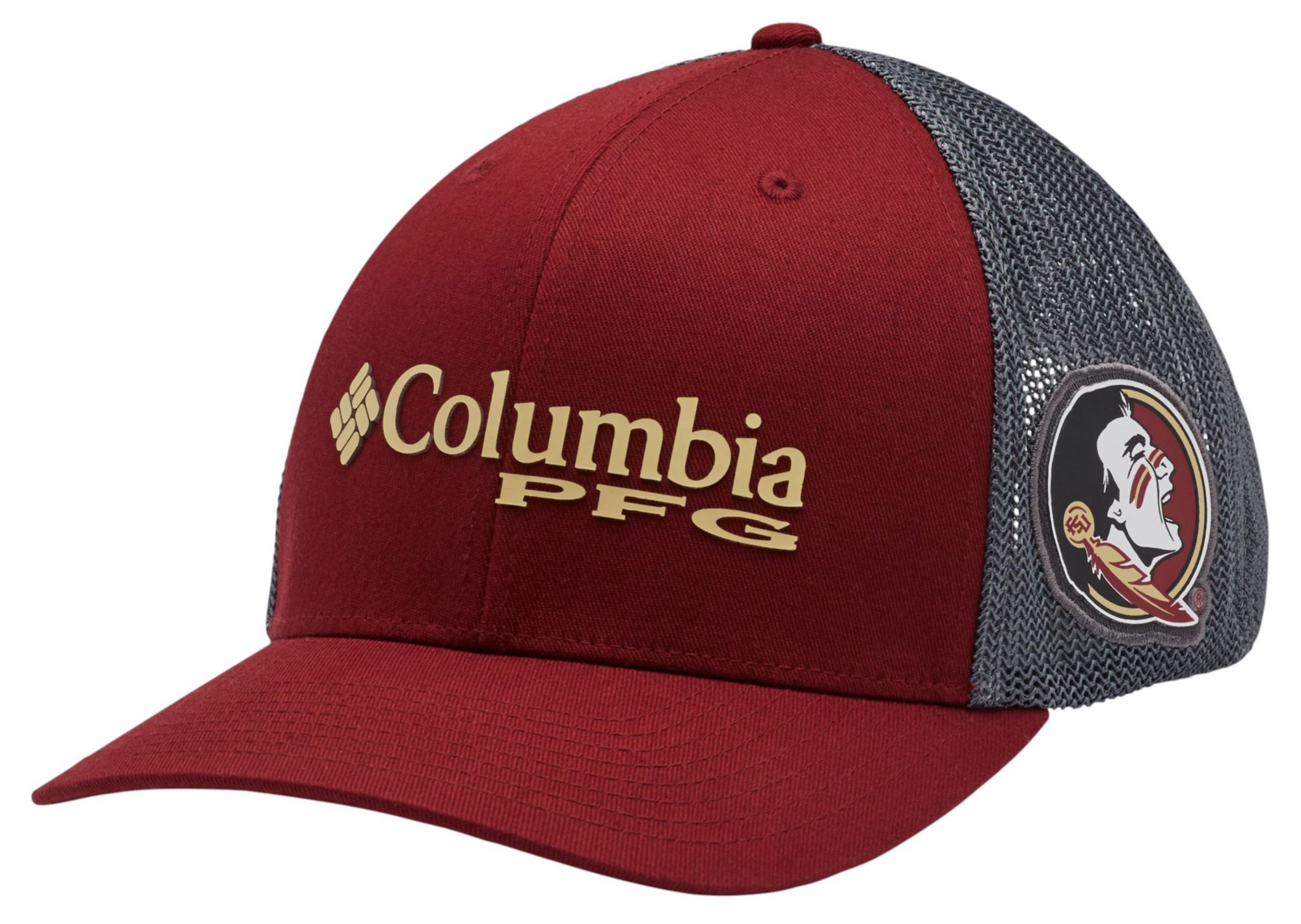 Columbia Adult Florida State Seminoles Garnet PFG Mesh Fitted Hat