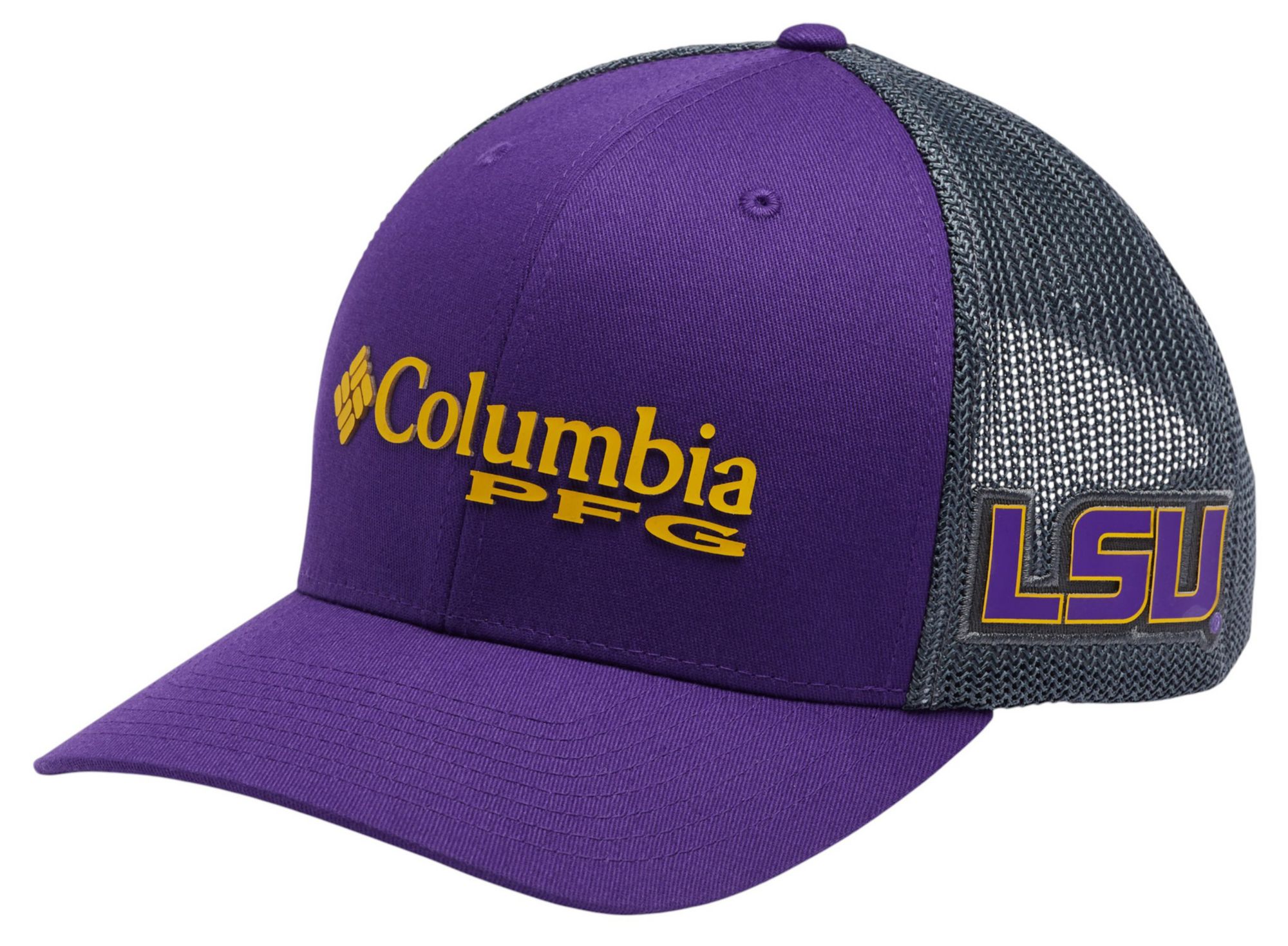 Columbia Men's LSU Tigers Purple PFG Mesh Fitted Hat