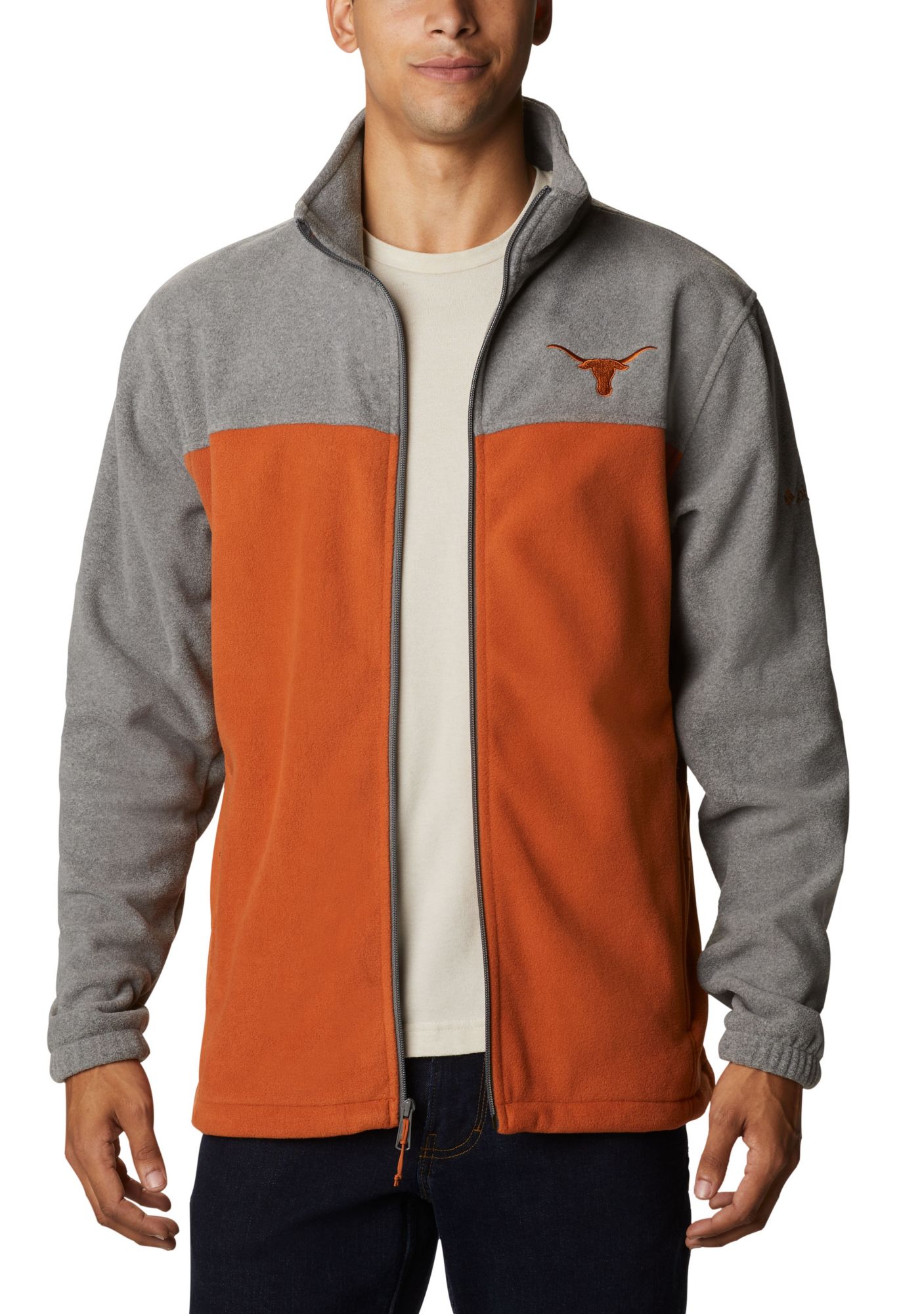 Columbia Men's Texas Longhorns Grey Flanker Full-Zip Fleece Jacket