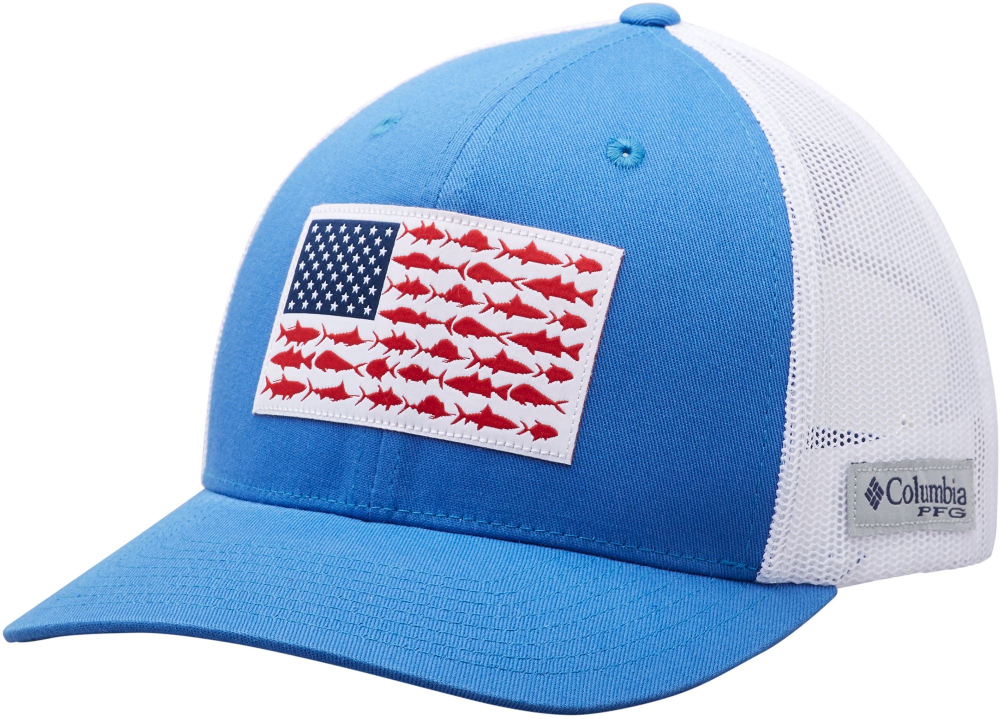 Columbia Men's PFG Mesh Snapback Fish Flag Hat - Blue