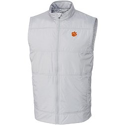 Cutter & Buck Men's Clemson Tigers Grey Stealth Full-Zip Vest