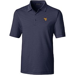 Cutter & Buck Men's West Virginia Mountaineers Blue Forge Pencil Stripe Polo