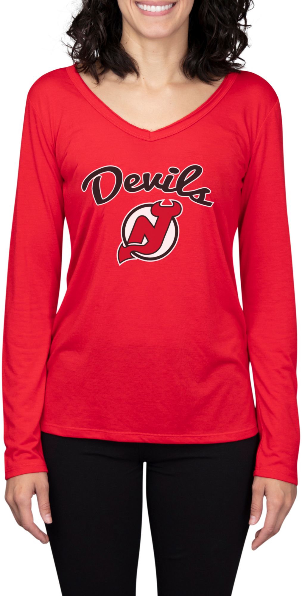 Concepts Sport Women's New Jersey Devils Marathon  Knit Long Sleeve T-Shirt