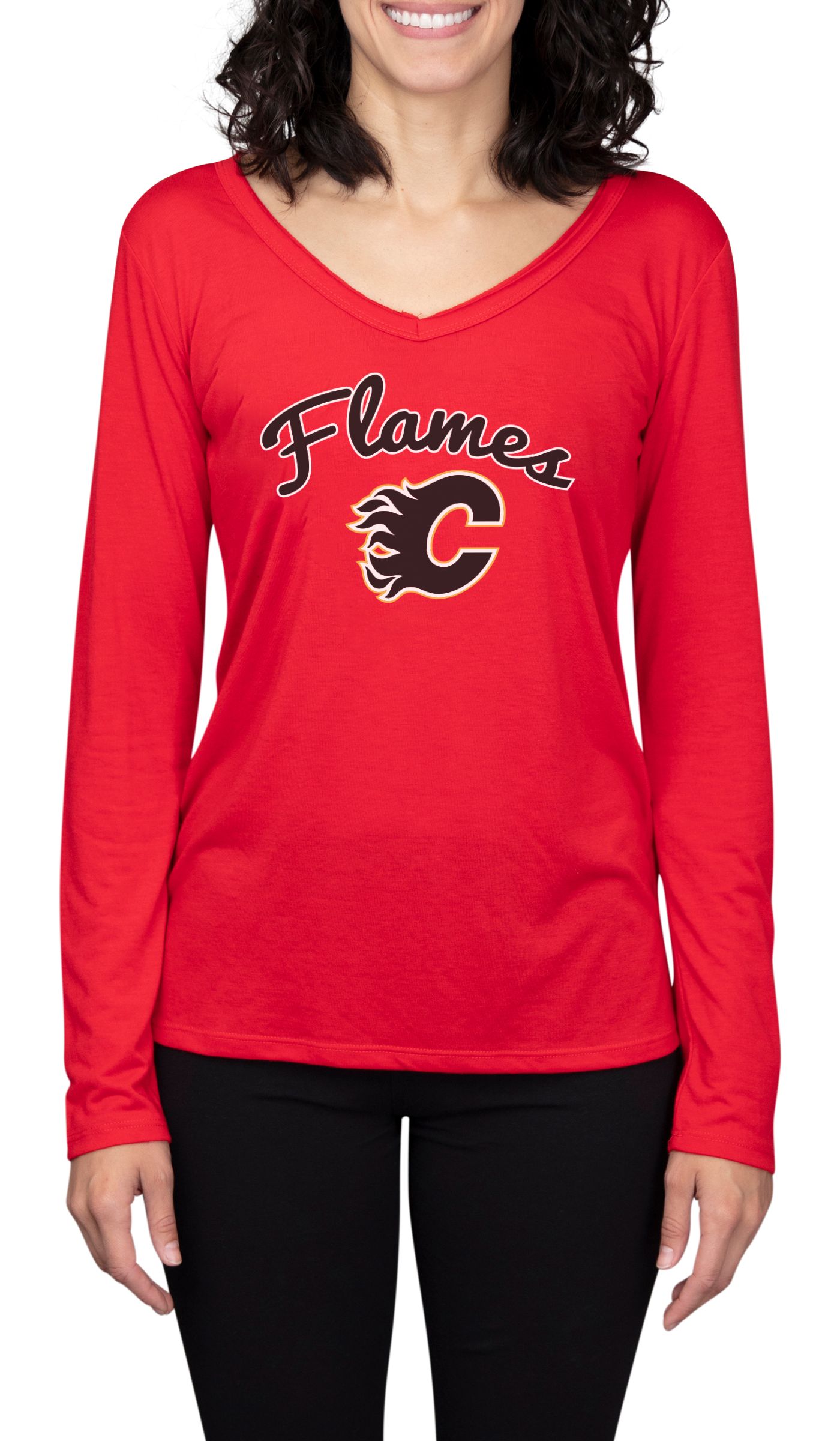 Concepts Sport Women's Calgary Flames Marathon Knit Long Sleeve Shirt