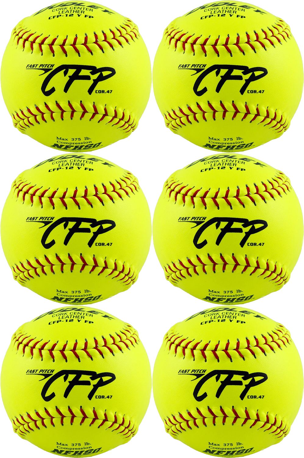 Dudley 12” USA/NFHS CFP Cork Fastpitch Softballs - 6 Pack