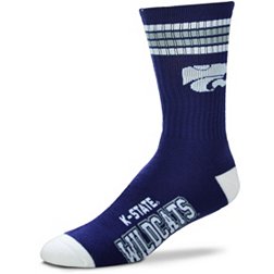 For Bare Feet Kansas State Wildcats 4-Stripe Deuce Crew Socks