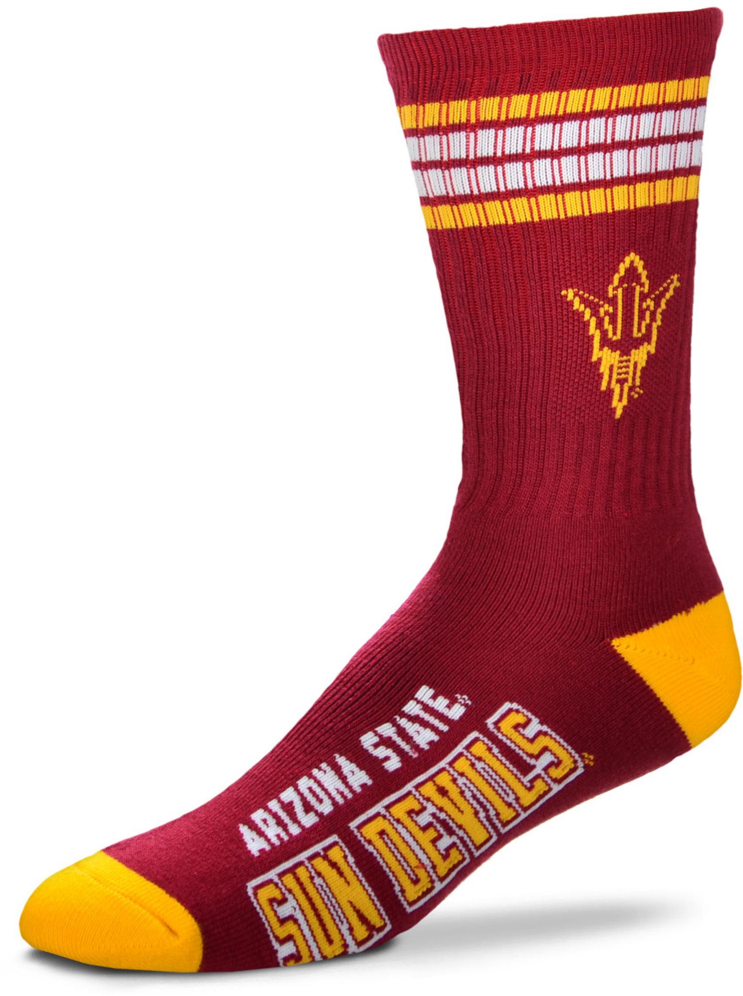 For Bare Feet Arizona State Sun Devils 4-Stripe Deuce Crew Socks