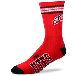 For Bare Feet Utah Utes 4-Stripe Deuce Crew Socks