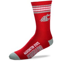 For Bare Feet Washington State Cougars 4-Stripe Deuce Crew Socks