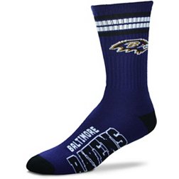 For Bare Feet Adult Baltimore Ravens Four Stripe Deuce Socks