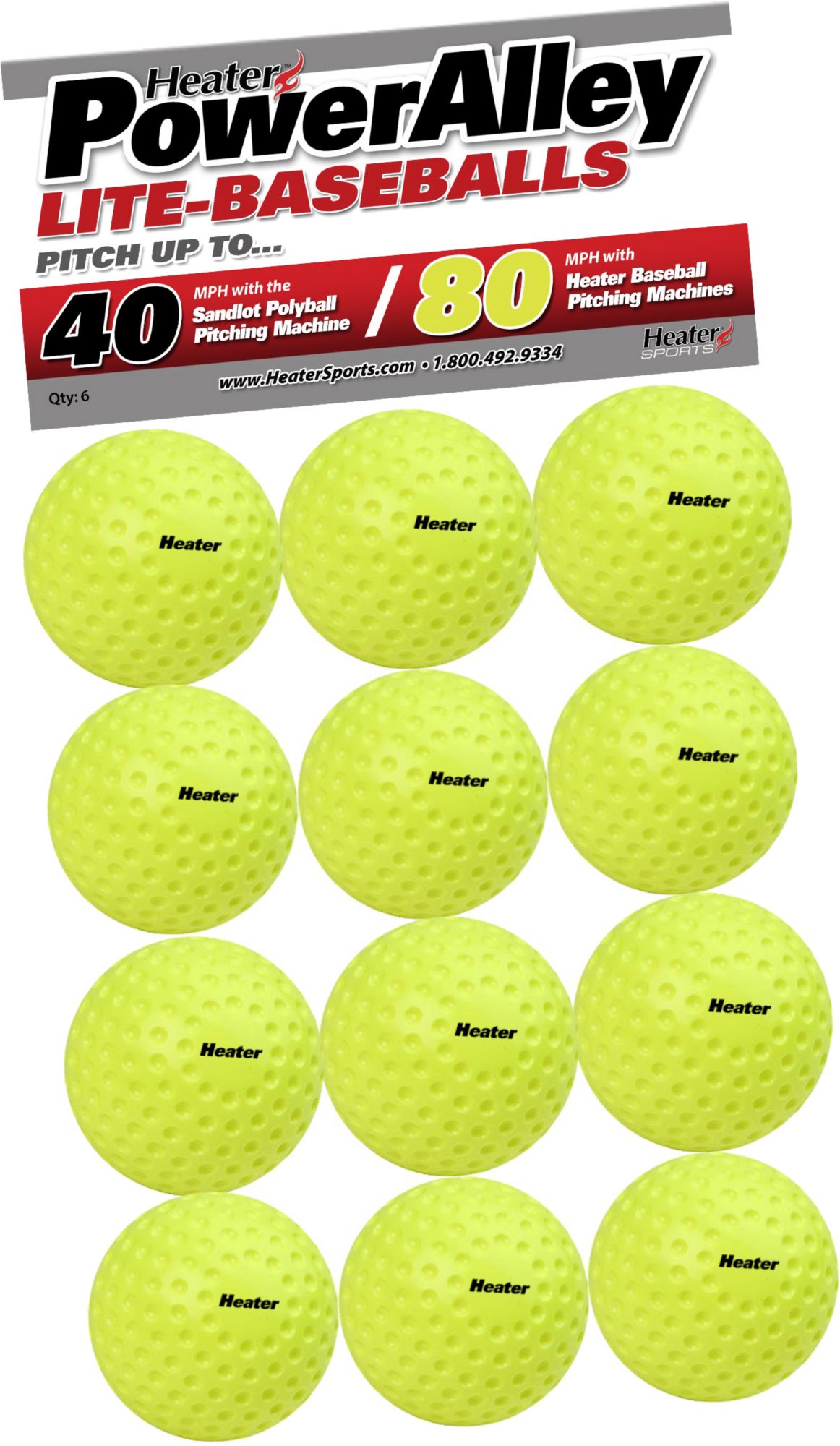 Heater PowerAlley 80 MPH Pitching Machine Lite-Balls - 12 Pack
