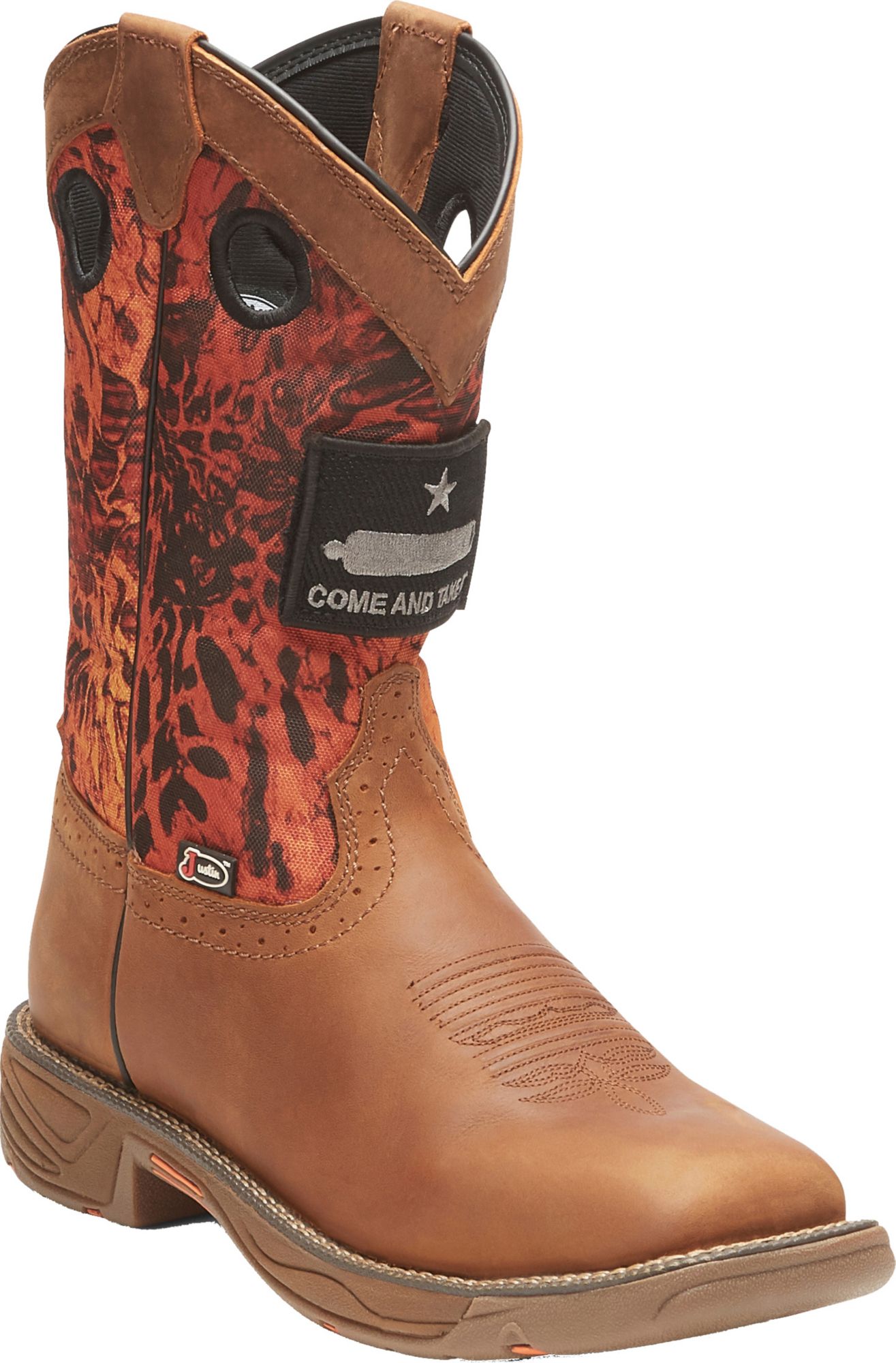 justin men's rugged tan stampede steel toe work boots