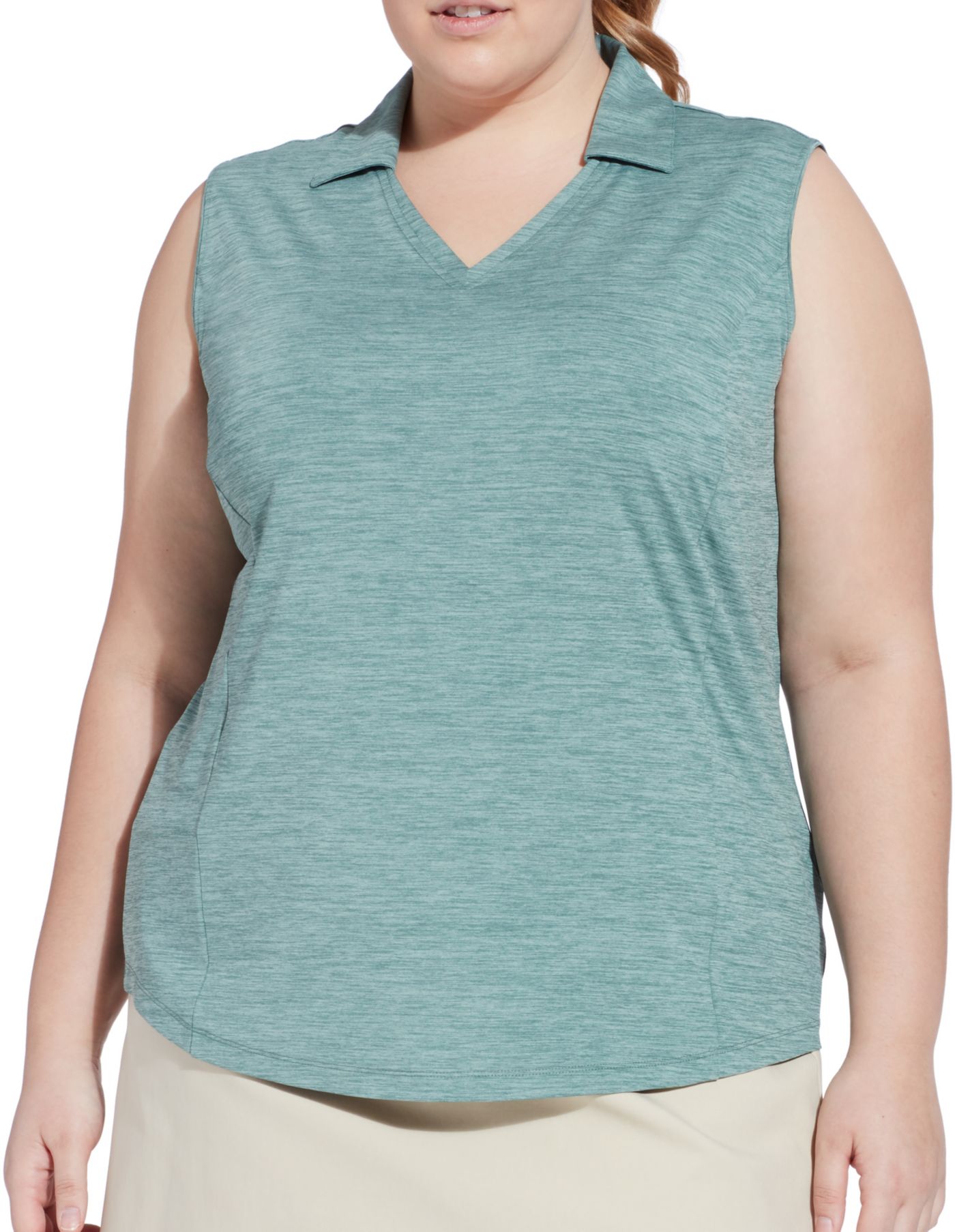 Lady Hagen Women's Spacedye Sleeveless Golf Polo Extended Sizes