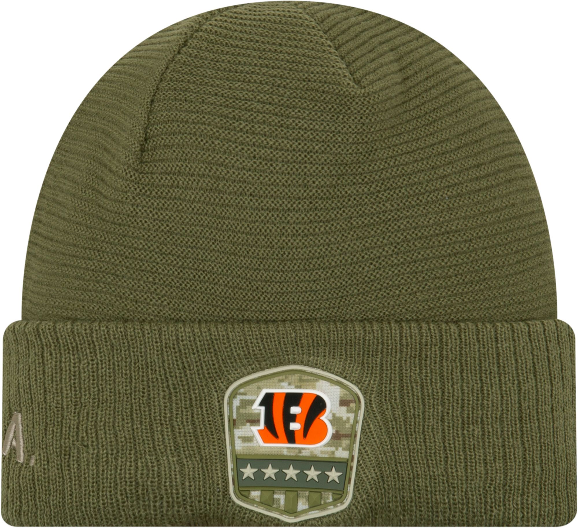 new era men's salute to service chicago bears olive cuffed knit