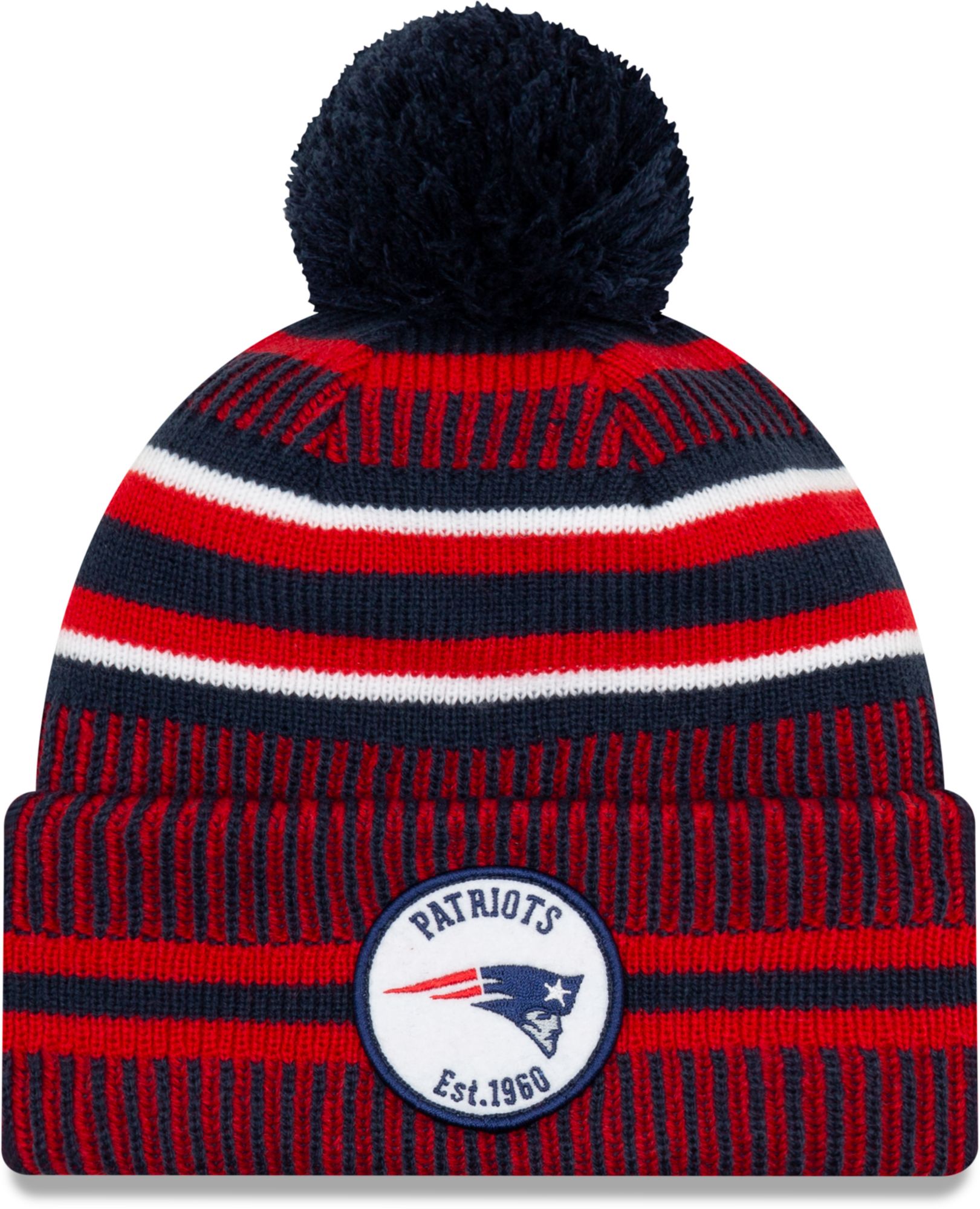 New Era Men's New England Patriots Sideline Home Sport Pom Knit Hat