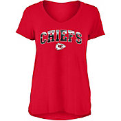 New Era Women's Kansas City Chiefs Red Foil V-Neck T-Shirt