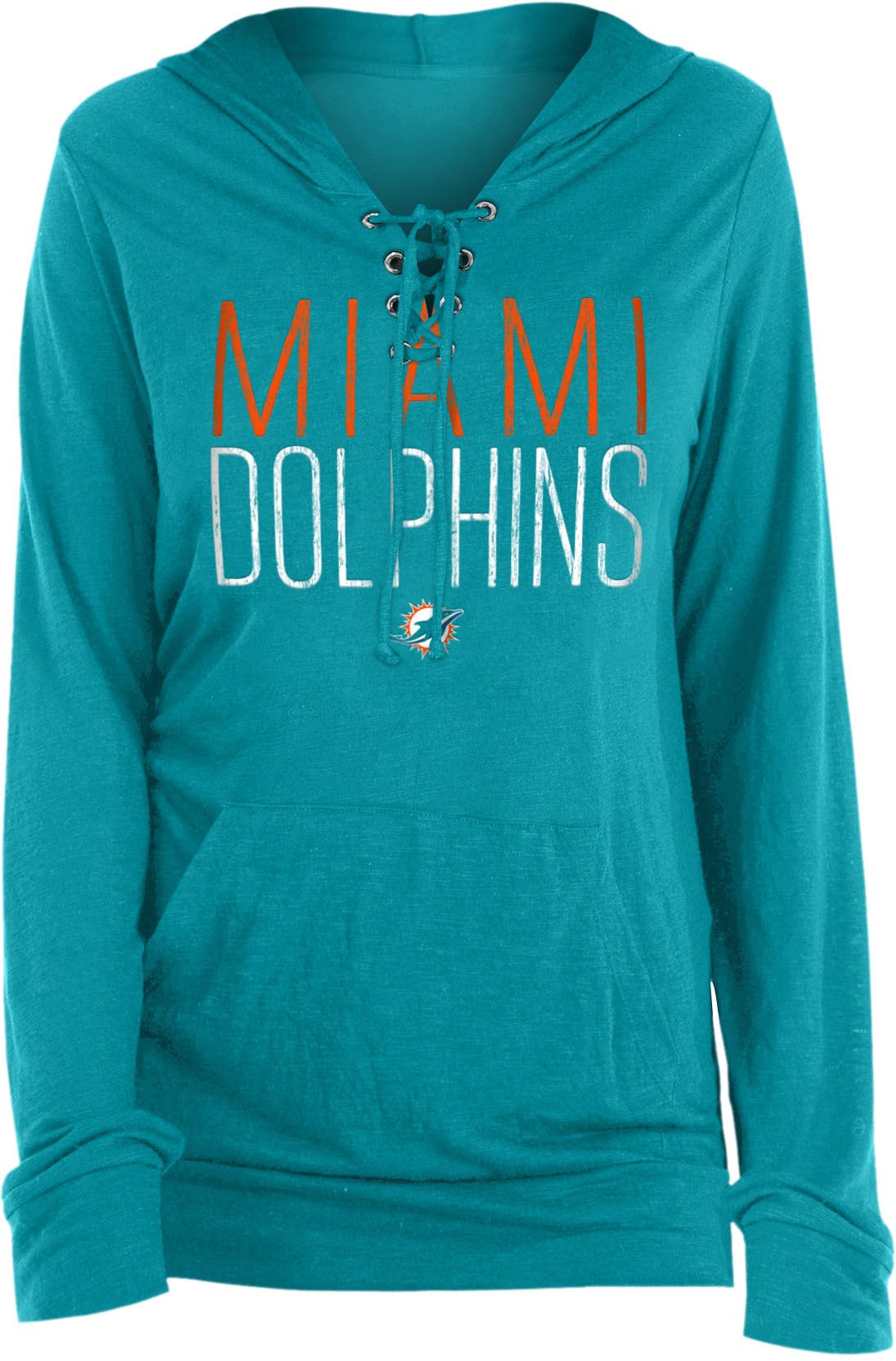 New Era Women's Miami Dolphins Space Dye Glitter Aqua T-Shirt