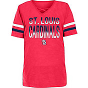 New Era Youth Girls' St. Louis Cardinals Red Slub V-Neck T-Shirt