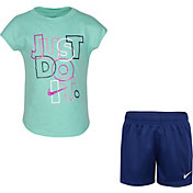 Nike Little Girls' Just Do It Glitter Graphic T-Shirt and Shorts Set