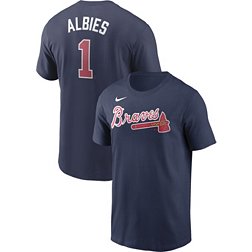 Ozzie Albies Atlanta Braves Youth Navy Backer Long Sleeve T-Shirt 