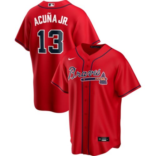 Nike Men's Replica Atlanta Braves Acuna Jr. #13 Red Cool