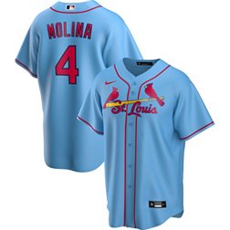 Nike Men's Replica St. Louis Cardinals Yaider Molina #4 Blue Cool Base Jersey