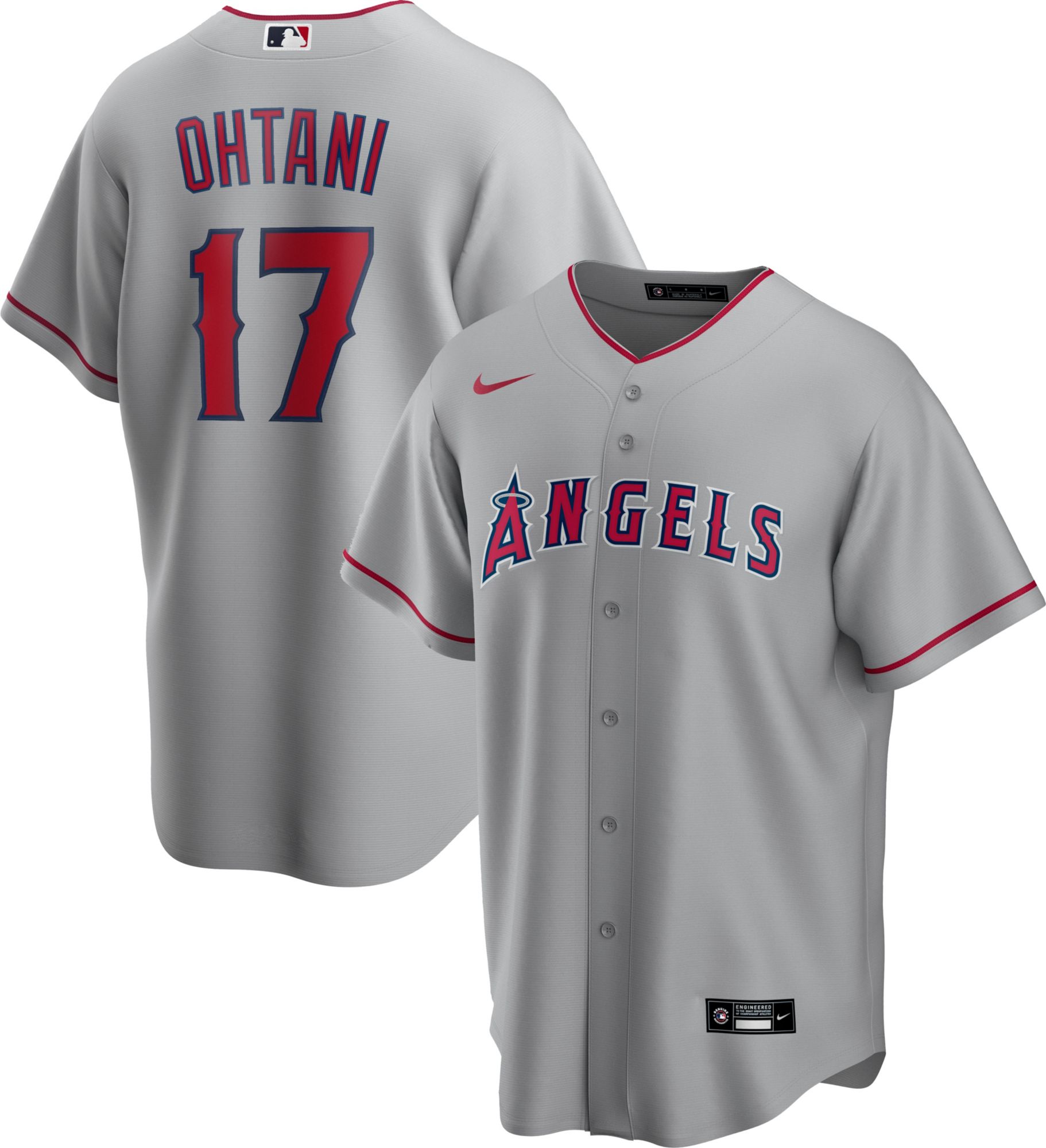 Mike Trout Majestic Los Angeles Angels Grey Road Jersey w/ Patch Men's  (M-2XL)