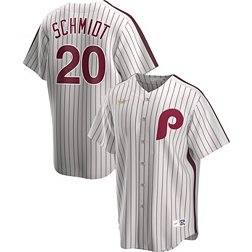 Men’s New Era Philadelphia Phillies Throwback Dark Grey Heather Pinstriped  Jersey Shirt