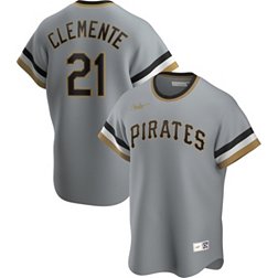 Nike Men's Pittsburgh Pirates Roberto Clemente #21 Grey Cooperstown V-Neck Pullover Jersey