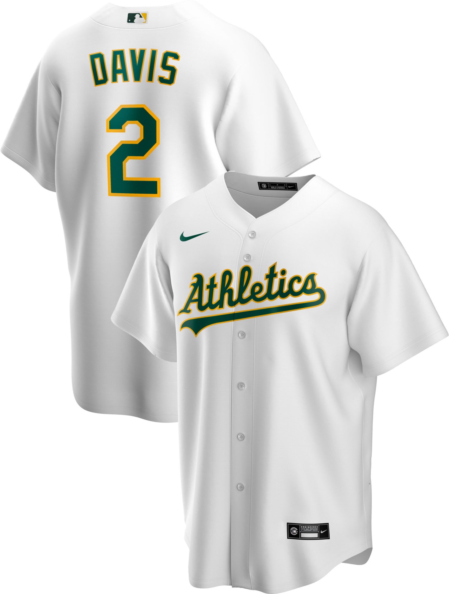 Nike / Men's Replica Oakland Athletics Khris Davis #2 White Cool Base Jersey