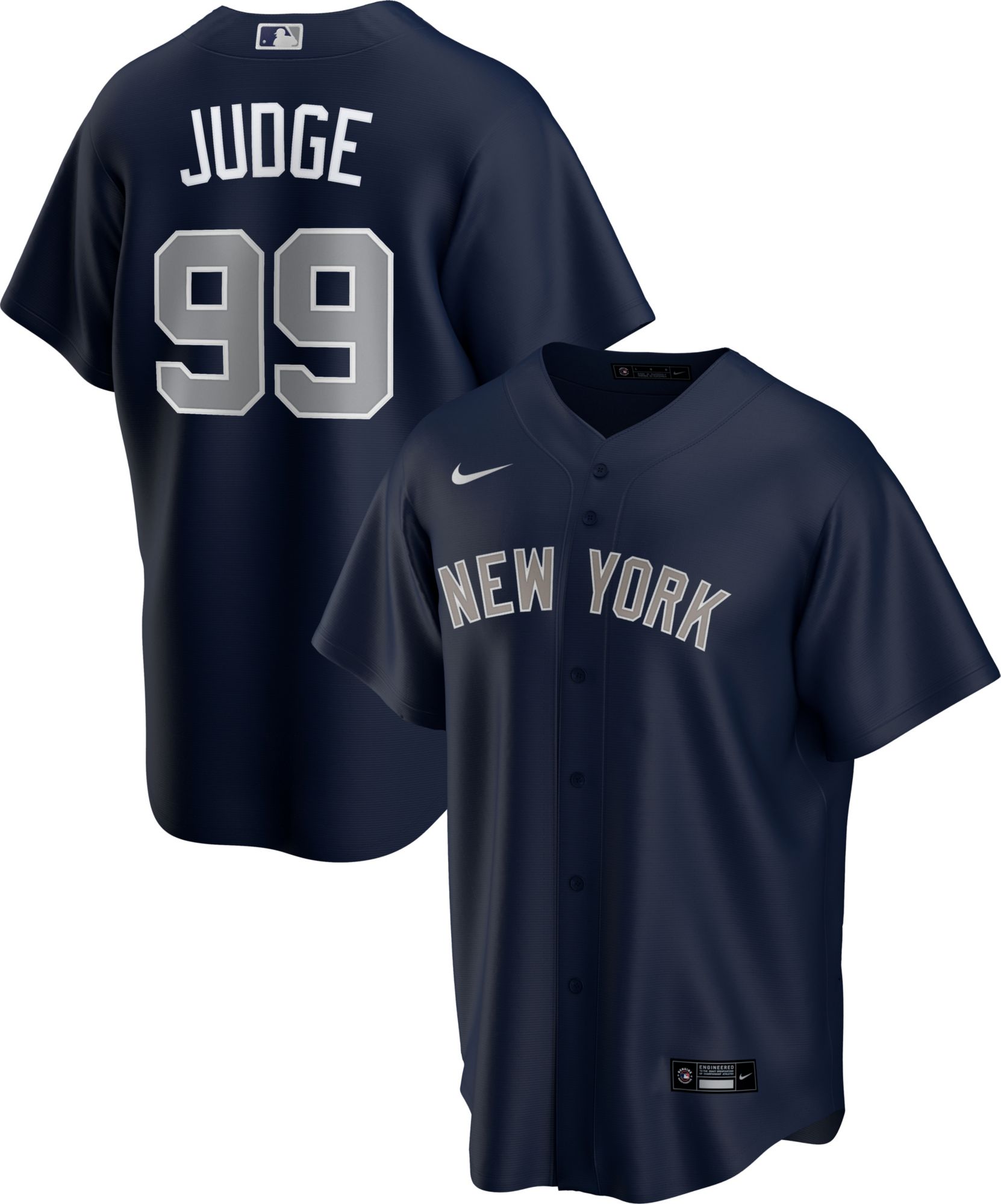 Nike / Men's Replica New York Yankees Aaron Judge #99 Navy Cool Base Jersey