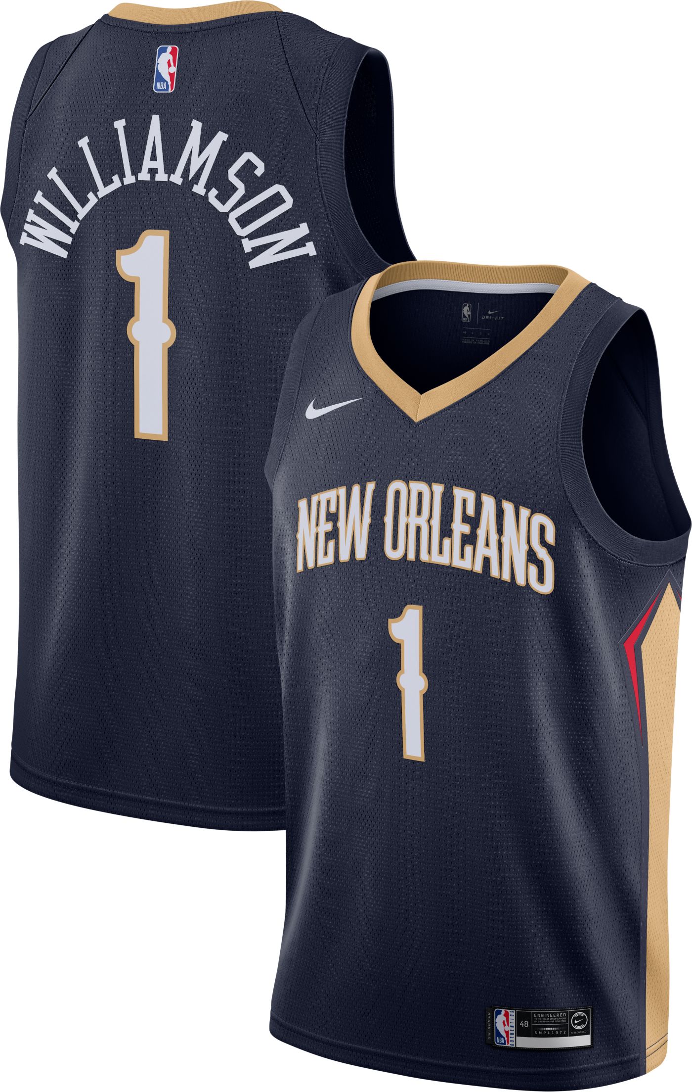 Nike Men's New Orleans Pelicans Zion Williamson #1 Navy ...