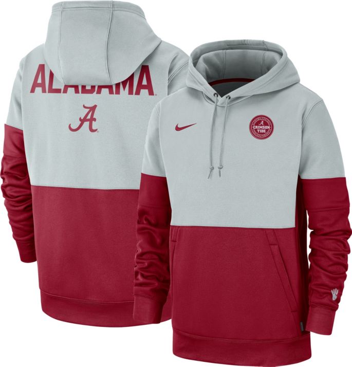 Nike Mens Alabama Crimson Tide Greycrimson Rivalry Therma Football Sideline Pullover Hoodie