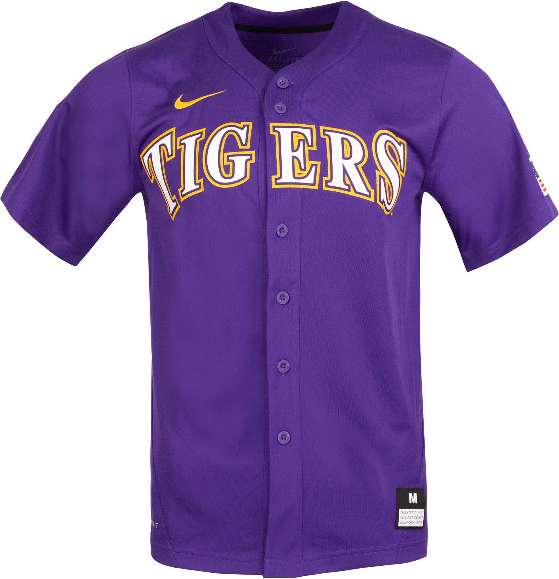 Nike / Men's LSU Tigers Purple Full Button Replica Baseball Jersey