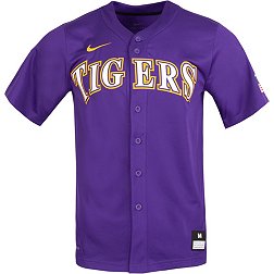 Nike Men's LSU Tigers Purple Full Button Replica Baseball Jersey
