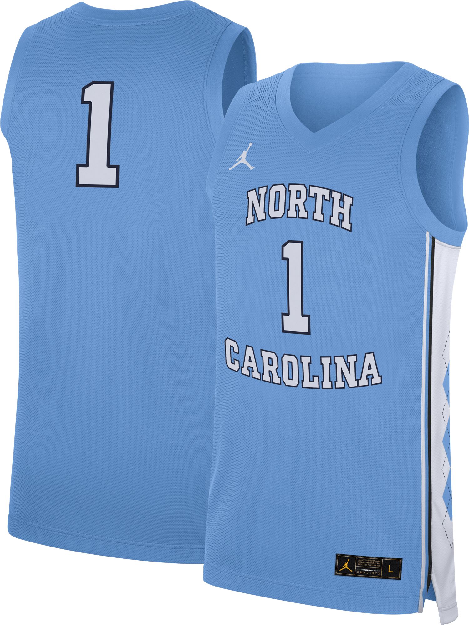 Jordan Men's North Carolina Tar Heels #1 Carolina Blue Replica Basketball Jersey