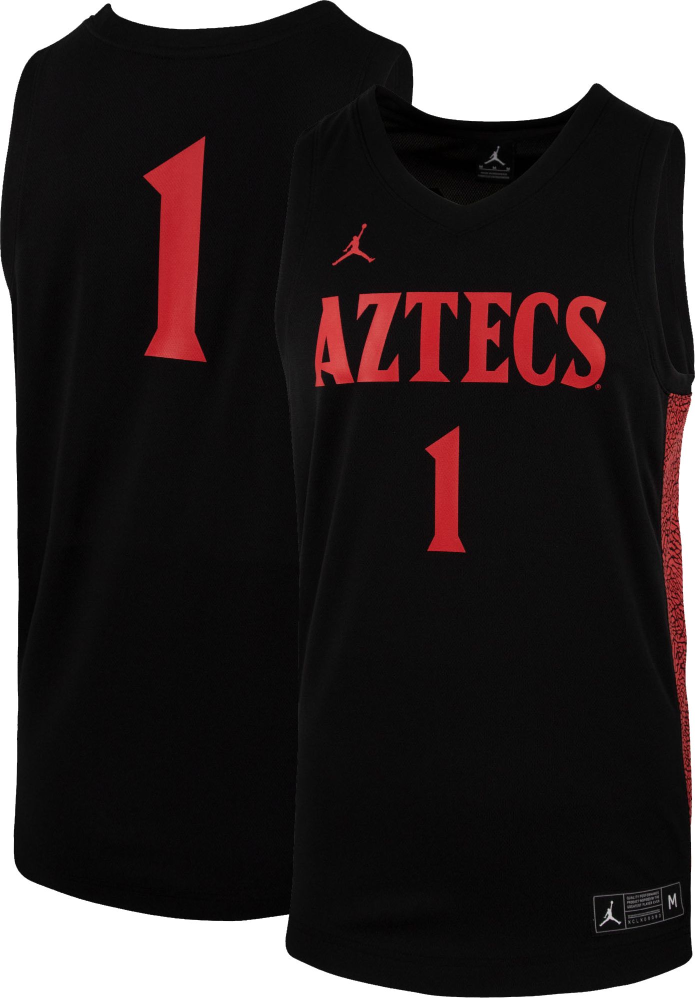 Jordan / Men's San Diego State Aztecs #1 Replica Basketball Black Jersey