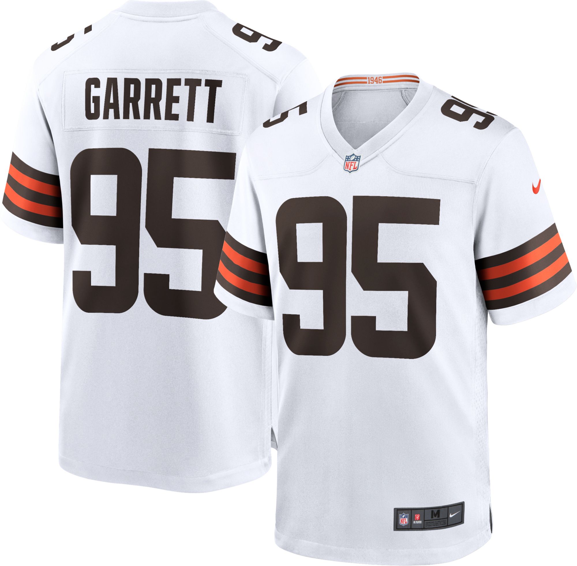 Nike Men’s Cleveland Browns Myles Garrett #95 Away White Game Jersey