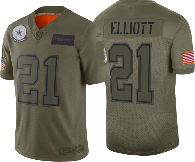 Nike Mens Salute To Service Dallas Cowboys Ezekiel Elliott 21 Olive Limited Jersey