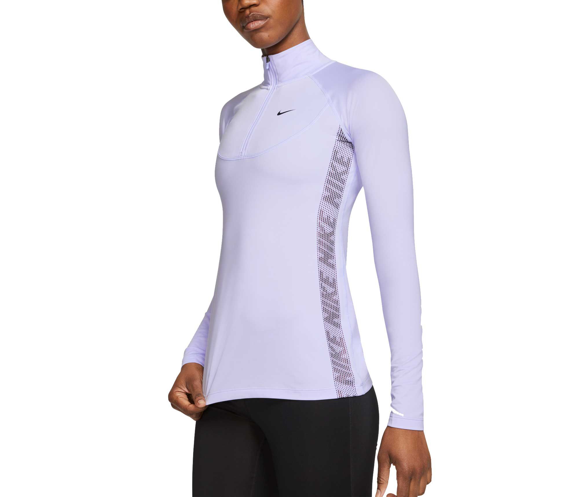 Nike Women's Pro Warm Side Stripe 1/2 Zip Long Sleeve Shirt